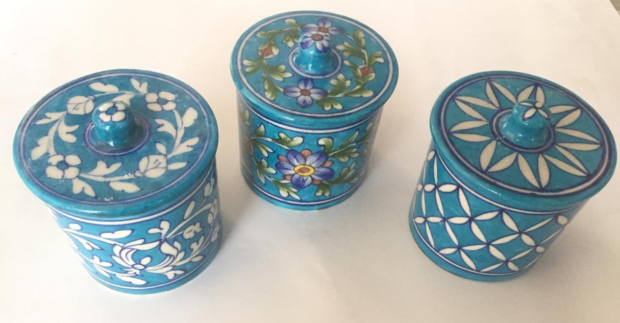 Blue Pottery Cotton Jar